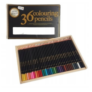 Set di 36 matite colorate in una scatola di legno